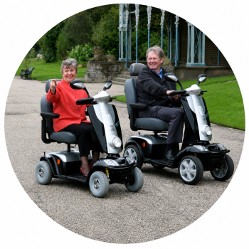 circle two people on scooters